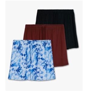 Real Essentials 3 Pack: Womens 1x Pajama Shorts Sleep Lounge Comfy NEW